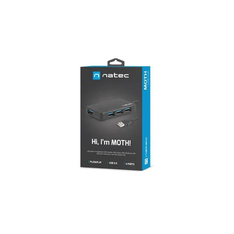 Hub USB Natec Moth 4xUSB 3.0 czarny