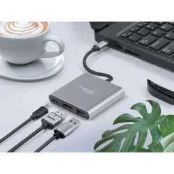 Hub USB Natec Fowler Multi Port mini USB-C PD, USB 3.0, HDMI 4K