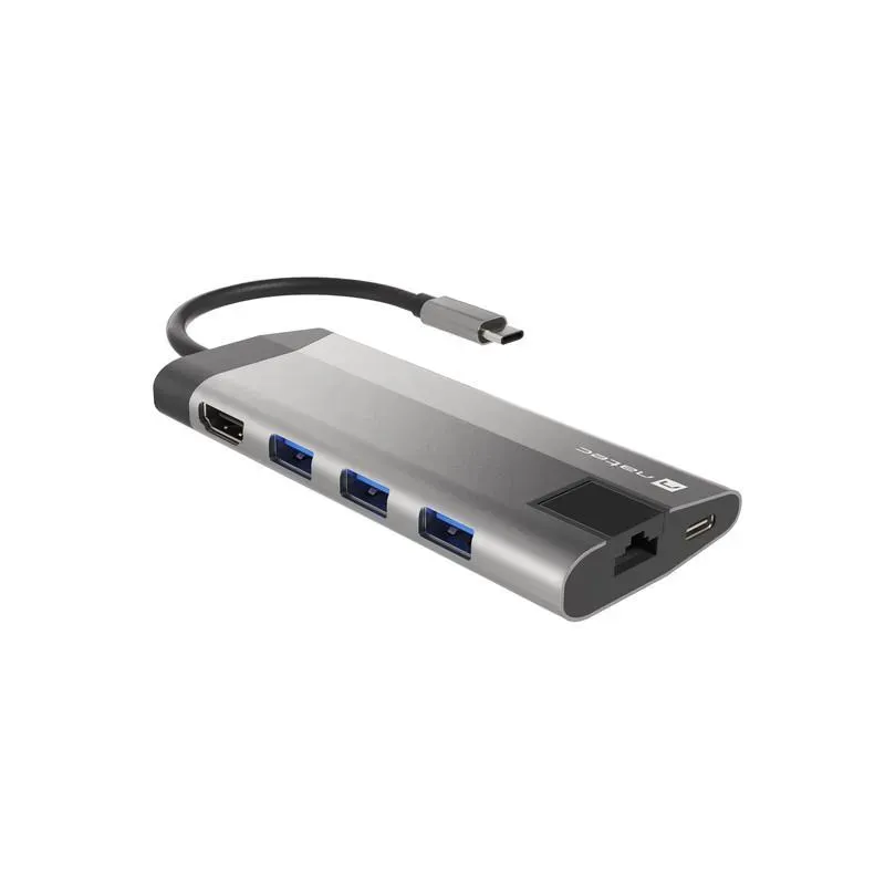 Stacja dokująca HUB USB Natec Fowler Plus Multiport USB-C PD, 3x USB 3.0,