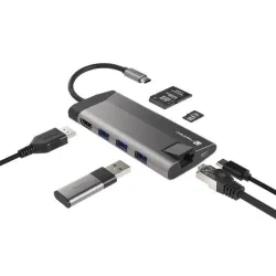 Stacja dokująca HUB USB Natec Fowler Plus Multiport USB-C PD, 3x USB 3.0,