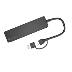 Hub USB Natec Mayfly 4xUSB 3.0 czarny USB-C + Adapter USB-A