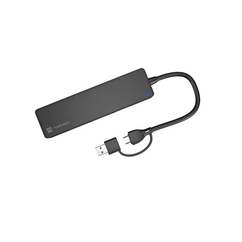 Hub USB Natec Mayfly 4xUSB 3.0 czarny USB-C + Adapter USB-A
