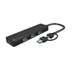Hub USB Natec Mayfly 4xUSB 3.0 czarny USB-C + Adapter USB-A