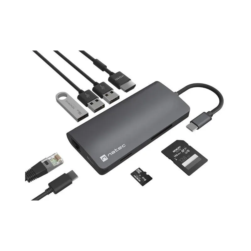 Stacja dokująca USB Natec Fowler 2 V2 Multiport USB-C - HUB USB 3.0 3x,