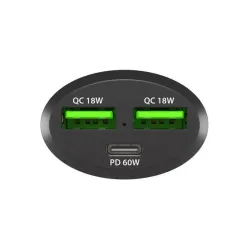Ładowarka samochodowa Natec NUC-1981 2xUSB 1xUSB-C POWER DELIVERY 3.0 84W
