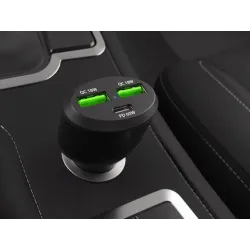 Ładowarka samochodowa Natec NUC-1981 2xUSB 1xUSB-C POWER DELIVERY 3.0 84W