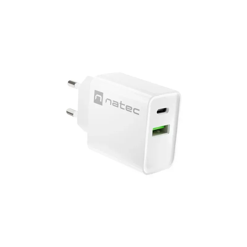 Ładowarka sieciowa Natec Ribera 1x USB-A + 1x USB-C 20W biała