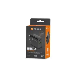 Ładowarka sieciowa Natec Ribera 1x USB-A + 1x USB-C 20W czarna