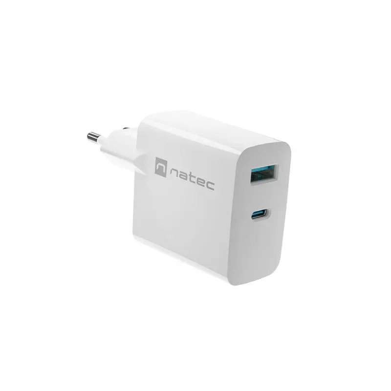 Ładowarka sieciowa, Ładowarka do laptopów Natec Ribera Gan 1x USB-A + 1x