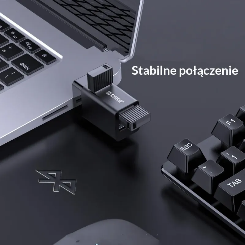 Hub USB Orico MINI-U32L-BK-BP 3 porty USB-A 3.0 + 2.0 alumin… | PartsPC.pl