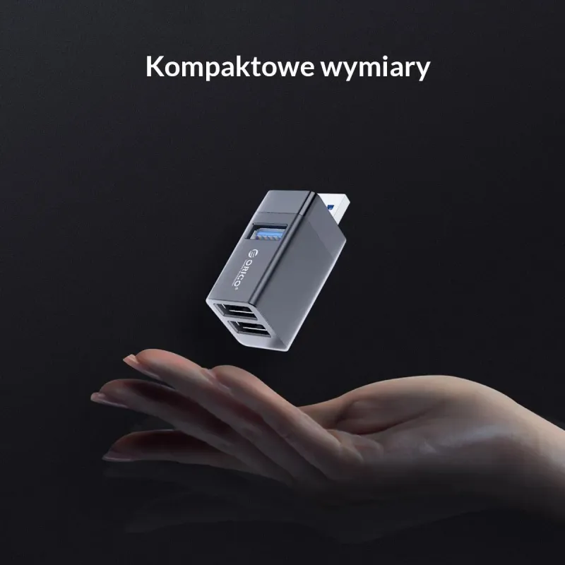 Hub USB Orico MINI-U32L-BK-BP 3 porty USB-A 3.0 + 2.0 aluminium
