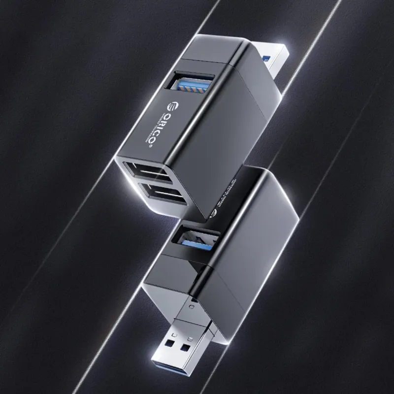 Hub USB Orico MINI-U32L-BK-BP 3 porty USB-A 3.0 + 2.0 alumin… | PartsPC.pl