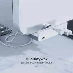 Hub USB Orico MH4PU-P-SV-BP 4x USB-A, 5Gbps, aktywny, biurko… | PartsPC.pl