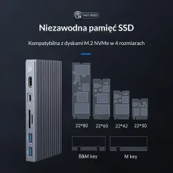 Stacja dokująca dysku M.2 z portami 9w1 Orico CDH-9N-GY-BP