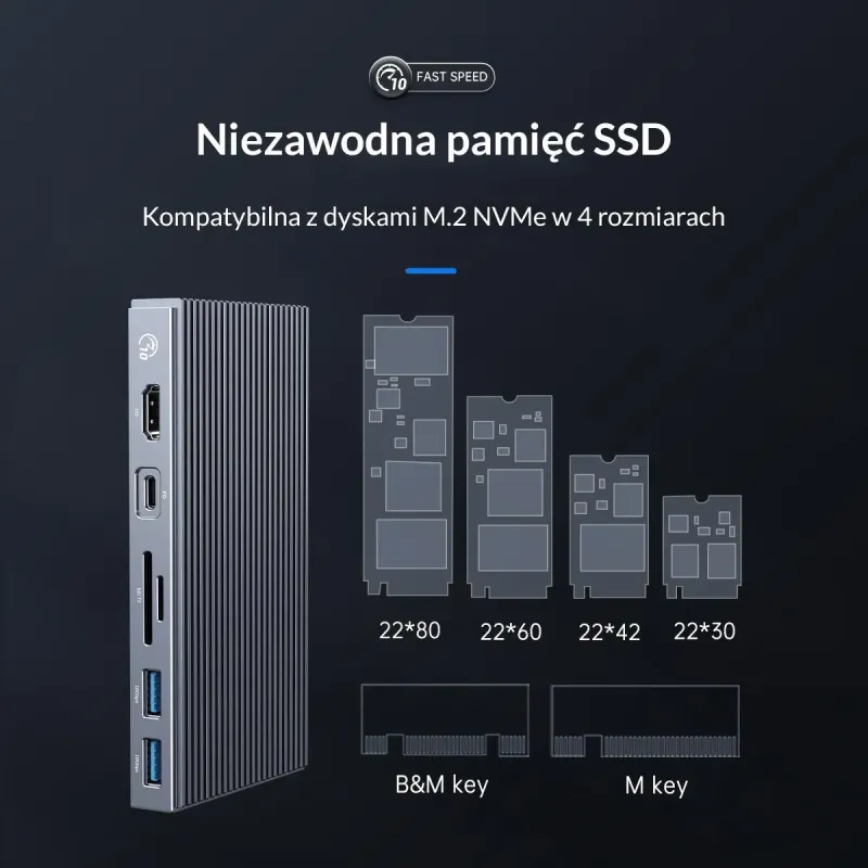 Stacja dokująca dysku M.2 z portami 9w1 Orico CDH-9N-GY-BP… | PartsPC.pl