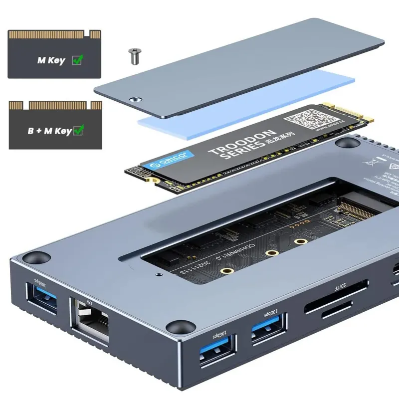 Stacja dokująca dysku M.2 z portami 9w1 Orico CDH-9N-GY-BP