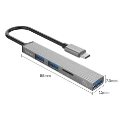 Hub USB Orico AH-A12F-GY-BP 3*USB-A, czytnik microSD 5 Gbps… | PartsPC.pl