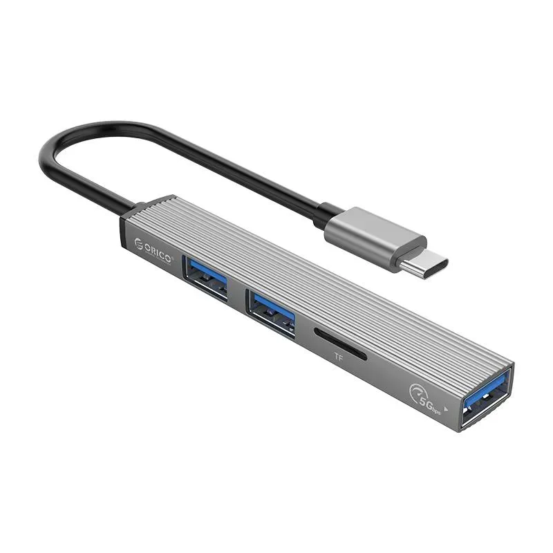 Hub USB Orico AH-A12F-GY-BP 3*USB-A, czytnik microSD 5 Gbps