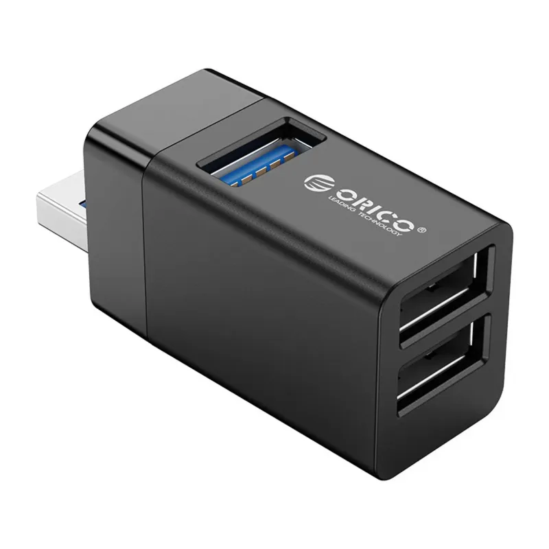 Hub USB Orico MINI-U32-BK-BP mini bez kabla 3 porty USB-A 3.… | PartsPC.pl