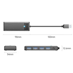 HUB USB-A Orico PAPW4A-U3-015-BK-EP USB-A 4x USB-A 3.0 5Gbps… | PartsPC.pl