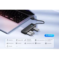HUB USB-A Orico PAPW4A-U3-015-BK-EP USB-A 4x USB-A 3.0 5Gbps czarny