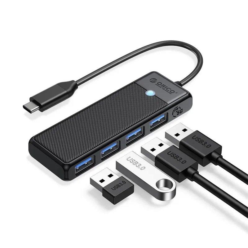 HUB USB-C Orico PAPW4A-C3-015-BK-EP 4 x USB-A 3.0 5Gbps, cza… | PartsPC.pl