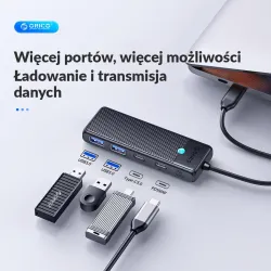 Hub USB-C Orico PAPW2AC-C3-015-BK-EP 2x USB-A, 2x USB-C, PD … | PartsPC.pl