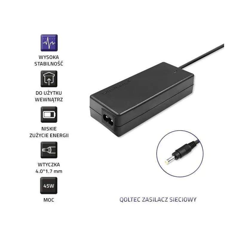 Zasilacz sieciowy Qoltec do Lenovo 45W 20V 2,25A 4.0*1.7