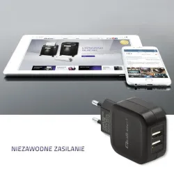 Ładowarka sieciowa Qoltec 17W 5V 3,4A 2xUSB + kabel USB type-C