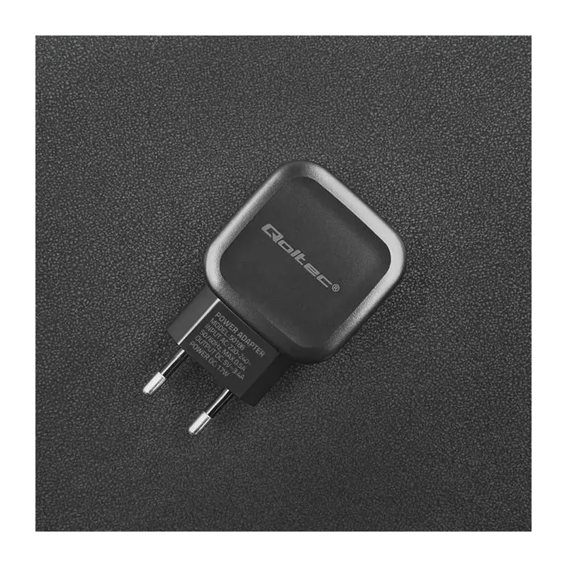 Ładowarka sieciowa Qoltec 17W 5V 3,4A 2xUSB + kabel USB type-C