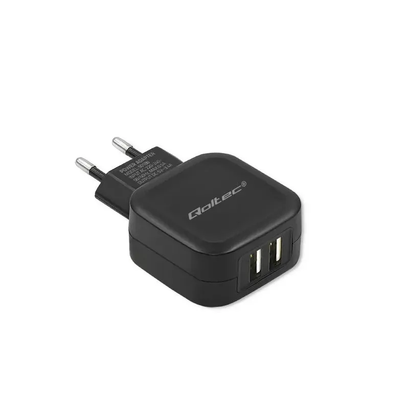 Ładowarka sieciowa Qoltec 17W 5V 3,4A 2xUSB + kabel USB type-C