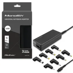 Zasilacz sieciowy uniwersalny Qoltec 45W | 8 wtyczek | +kabel zasilający