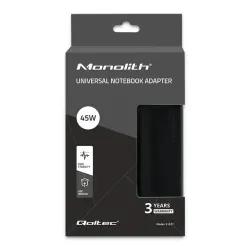 Zasilacz sieciowy uniwersalny Qoltec 45W | 8 wtyczek | +kabel zasilający