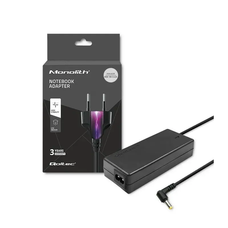 Zasilacz sieciowy Qoltec do Acer 65W | 19V | 3,42A | 5.5*1.7 |+kabel