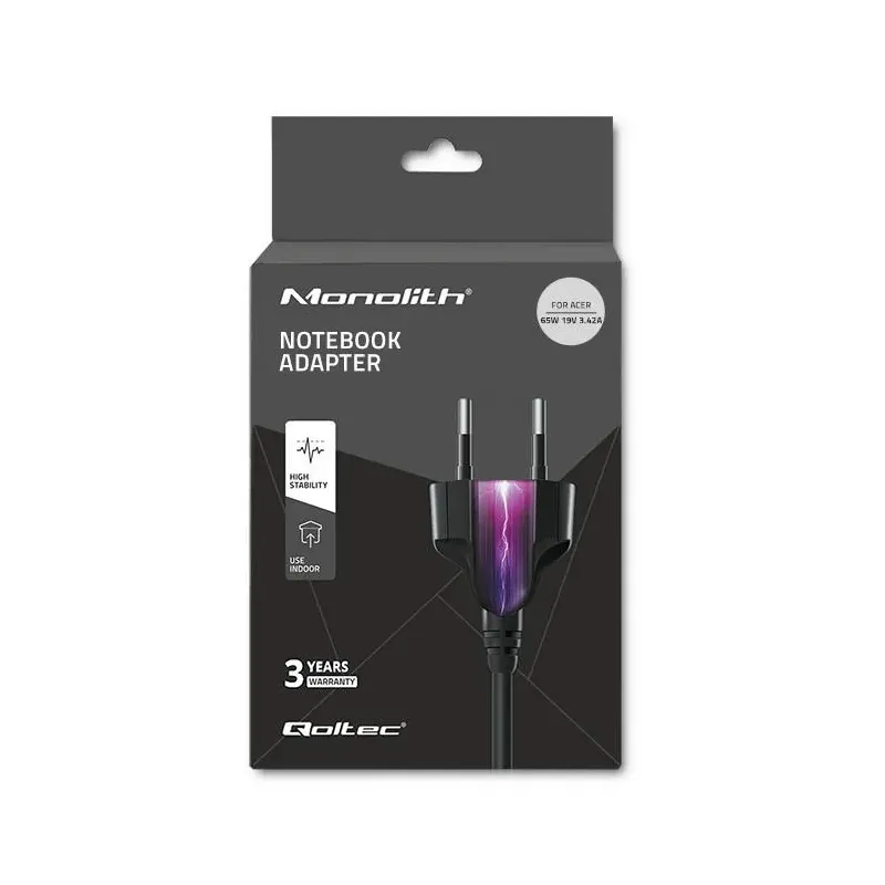 Zasilacz sieciowy Qoltec do Acer 65W | 19V | 3,42A | 5.5*1.7 |+kabel