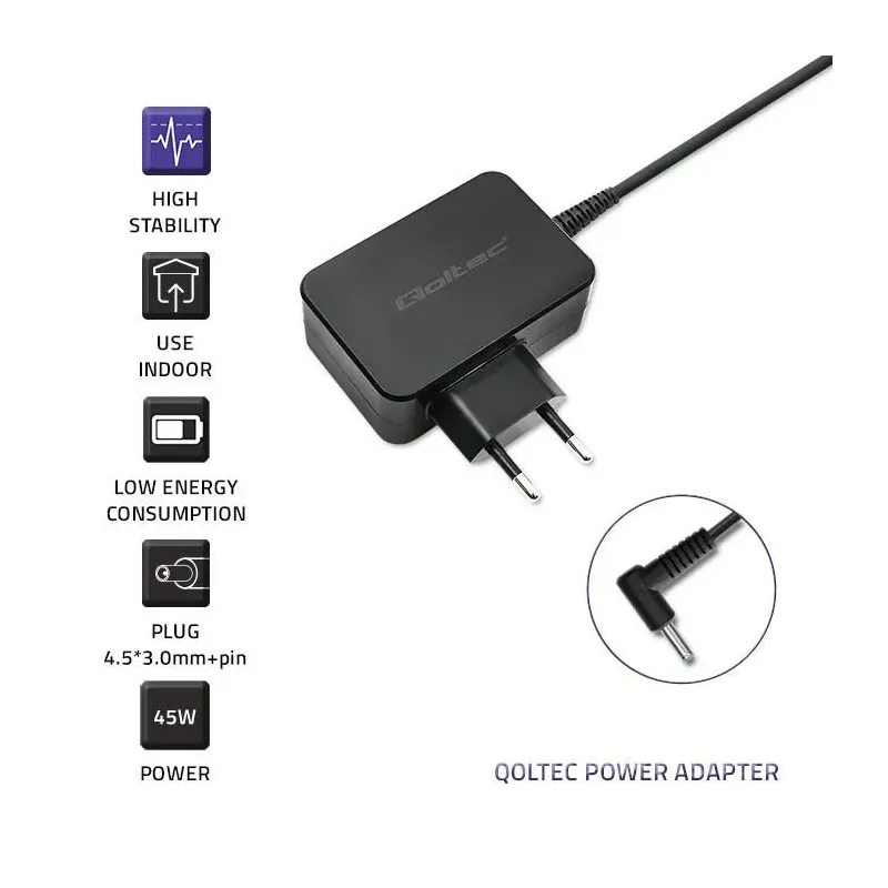 Zasilacz sieciowy Qoltec do ultrabooka HP 45W | 19.5V | 2.31A | 4.5*3.0+pin