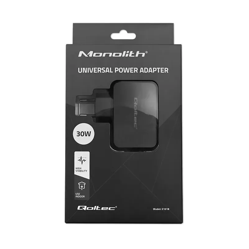 Zasilacz sieciowy Qoltec uniwersalny do laptopa 30W | 8 wtyczek