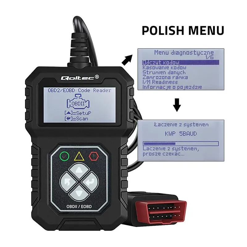 Tester cyfrowy Qoltec diagnostyczny ProLine | OBDII EOBD | 8V-25V | Dual