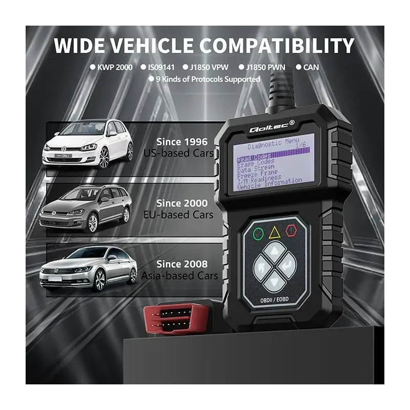 Tester cyfrowy Qoltec diagnostyczny ProLine | OBDII EOBD | 8V-25V | Dual