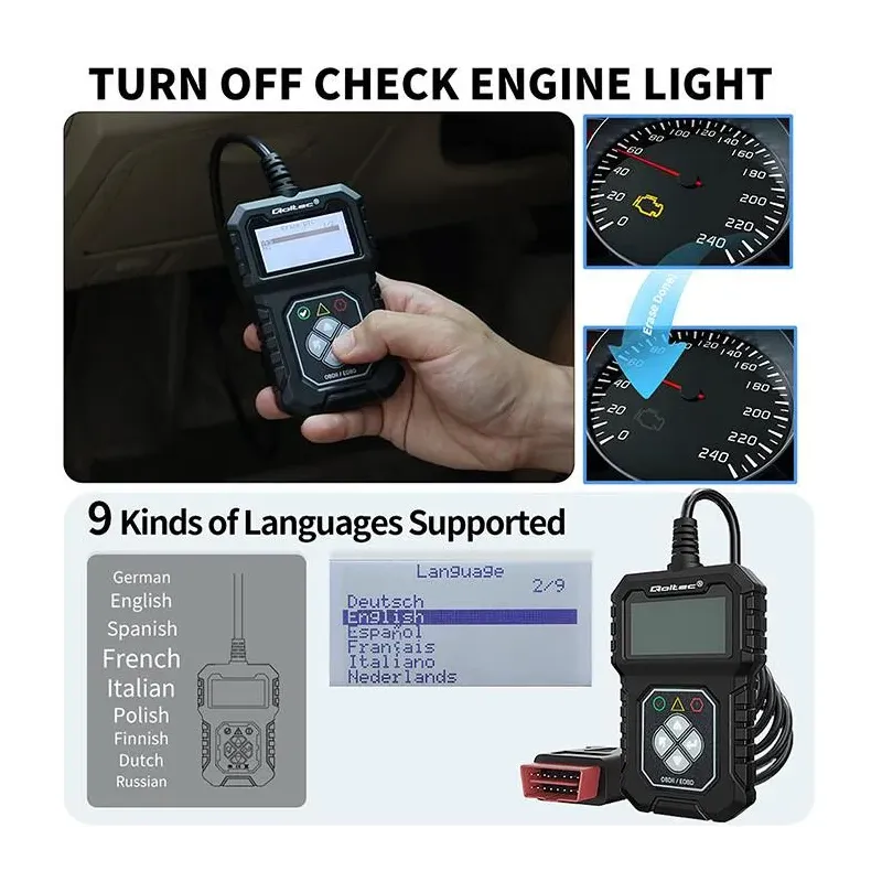 Tester cyfrowy Qoltec diagnostyczny ProLine | OBDII EOBD | 8V-25V | Dual