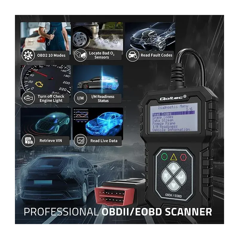 Tester cyfrowy Qoltec diagnostyczny ProLine | OBDII EOBD | 8V-25V | Dual