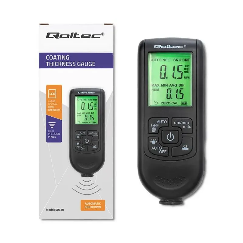 Miernik grubości lakieru Qoltec z wyświetlaczem LCD | 0 ~ 2000um