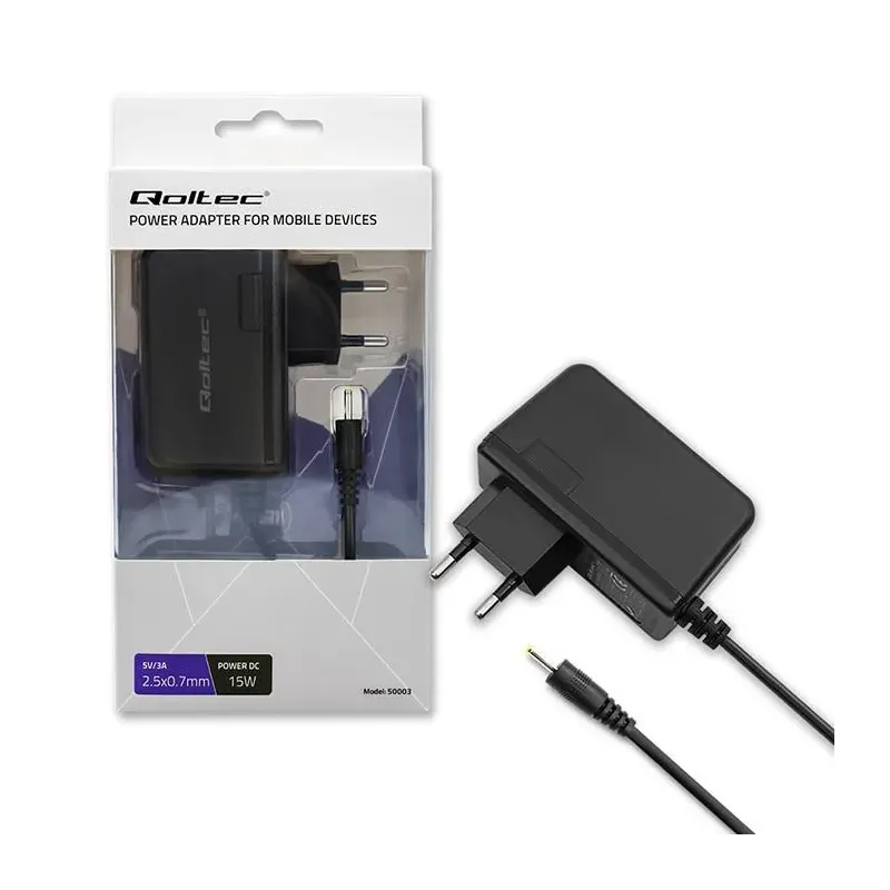 Ładowarka sieciowa Qoltec 15W | 5V | 3A | 2.5*0.7