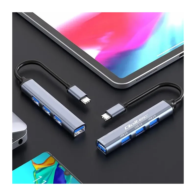 Hub Qoltec adapter USB-C 3.1 4w1 | USB 3.0 | 3x USB 2.0