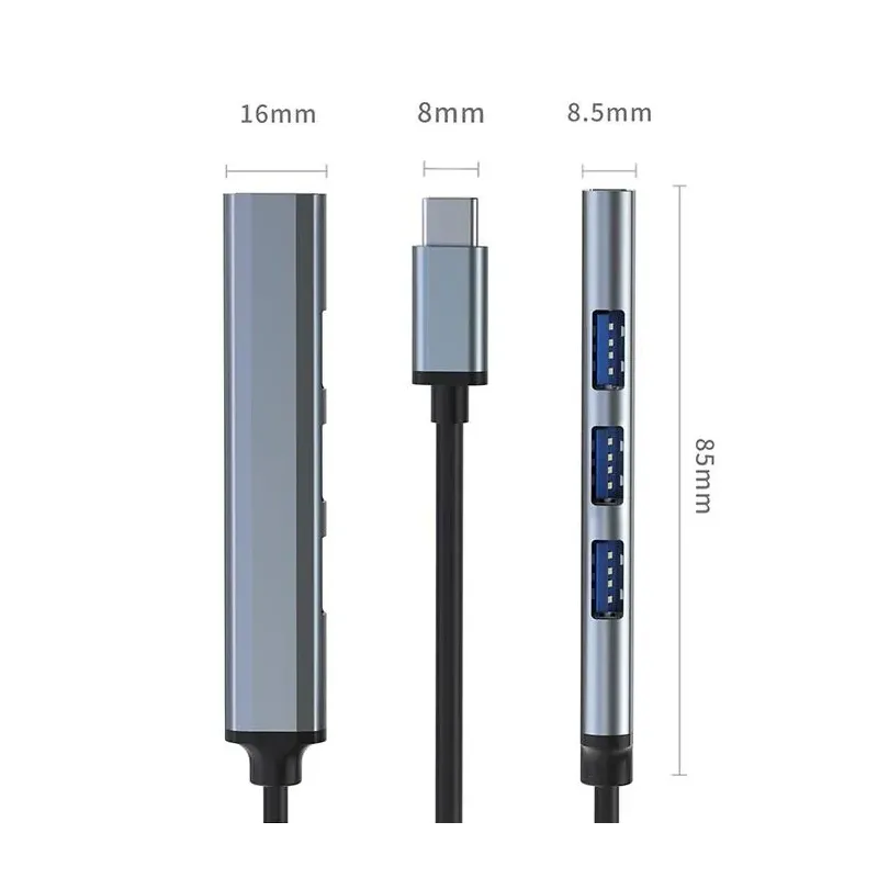 Hub Qoltec adapter USB-C 3.1 4w1 | USB 3.0 | 3x USB 2.0