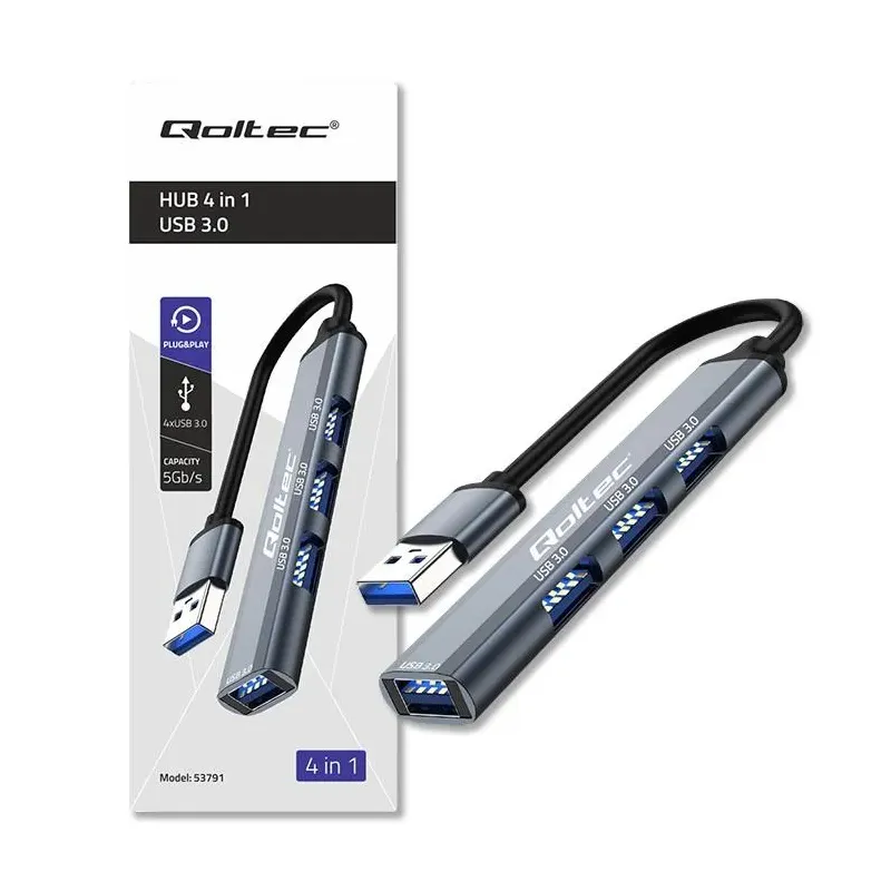 Hub Qoltec adapter USB 3.0 4w1 | 4x USB 3.0