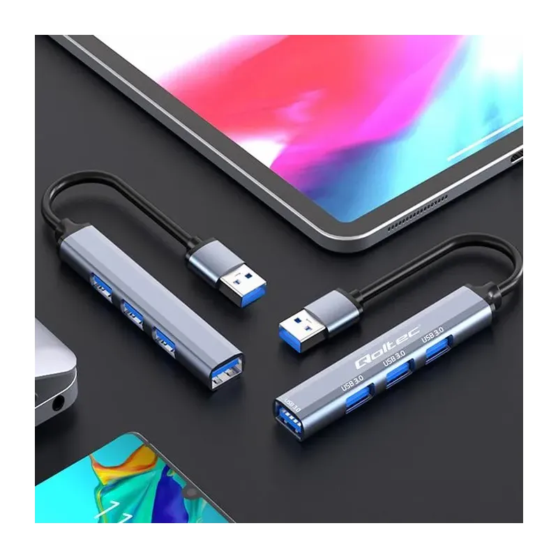 Hub Qoltec adapter USB 3.0 4w1 | 4x USB 3.0