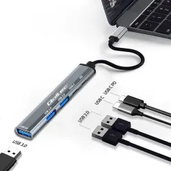 Hub Qoltec adapter USB-C 3.1 5w1 | USB-C PD | USB-C | 2x USB 2.0 | USB 3.0