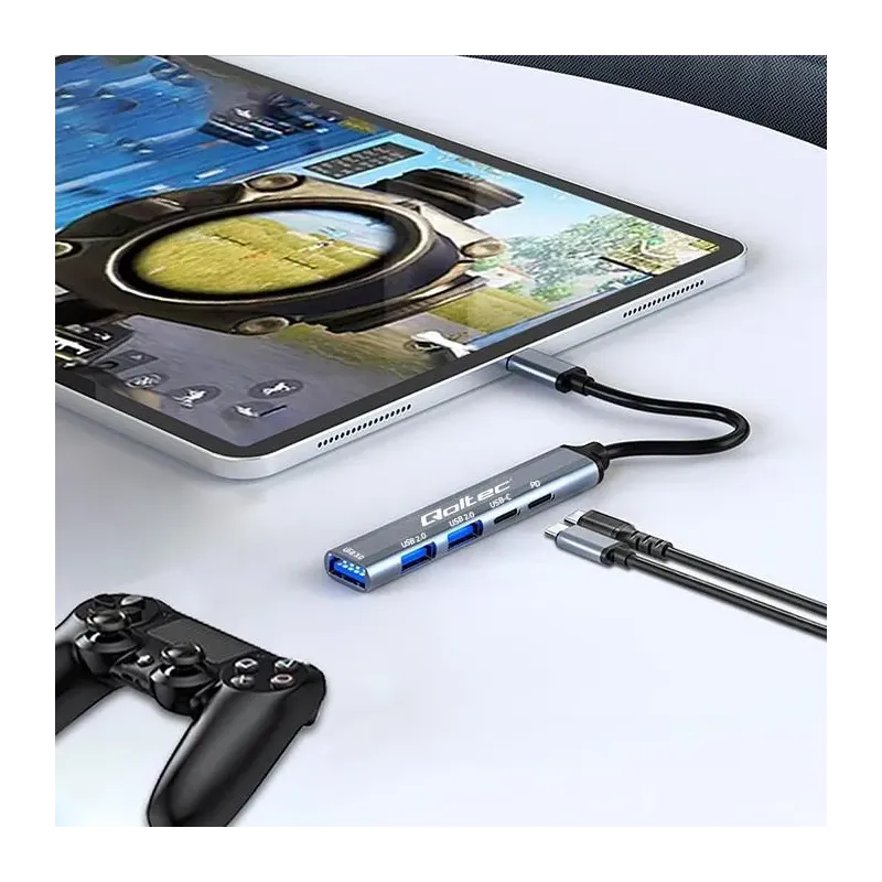 Hub Qoltec adapter USB-C 3.1 5w1 | USB-C PD | USB-C | 2x USB 2.0 | USB 3.0