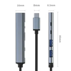 Hub Qoltec adapter USB-C 3.1 5w1 | USB-C PD | USB-C | 2x USB 2.0 | USB 3.0